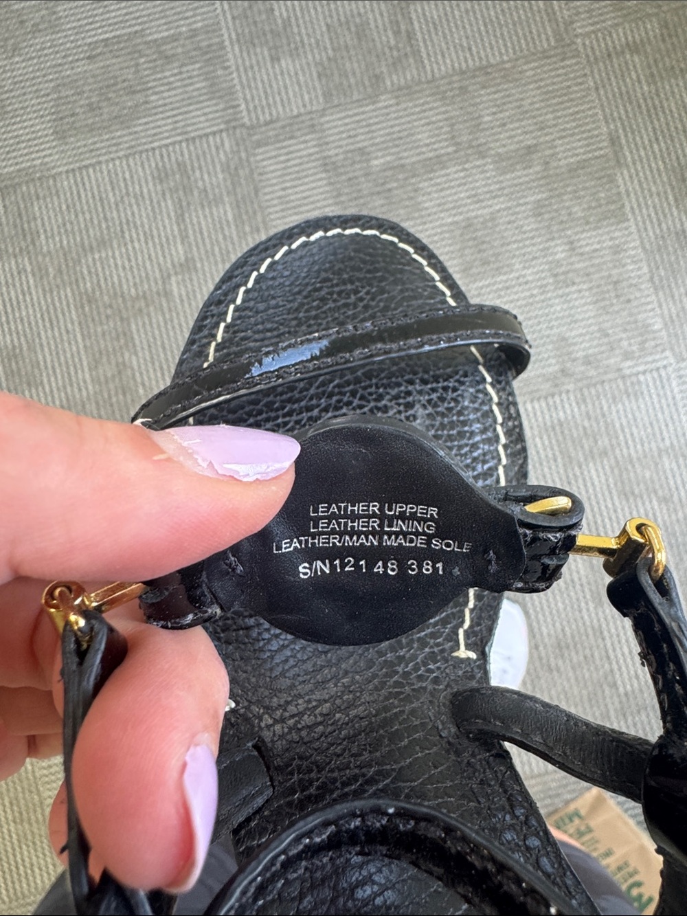 Tory Burch Mira Logo Slingback Black Leather Sandals, size 6.5 - Picture 6 of 7